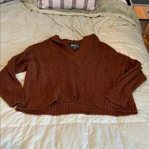 American Eagle Outfitters V-Neck Sweater in Rich Brown